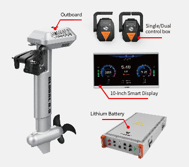 4kW/8kW Front Control Electric Outboard Motor | Complete Accessories